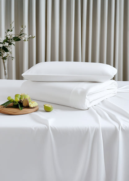 100% Egyptian Cotton Sheets Twin Size - 400 Thread Count White Bed Set for Twin Size Bed, Long Staple Cotton Bedding Sheets, Sateen Weave, Fits up to 17" Mattress