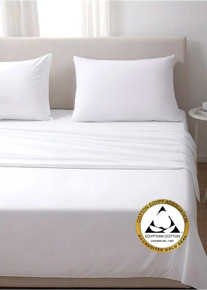 100% Egyptian Cotton Sheets King Size - 400 Thread Count White Bed Set for King Size Bed, Long Staple Cotton Bedding Sheets, Sateen Weave, Fits up to 17" Mattress