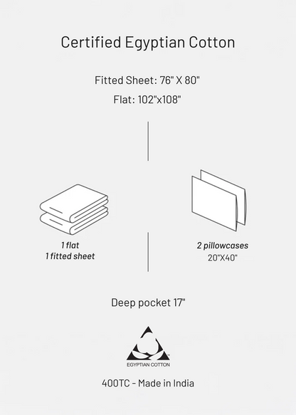 100% Egyptian Cotton Sheets King Size - 400 Thread Count White Bed Set for King Size Bed, Long Staple Cotton Bedding Sheets, Sateen Weave, Fits up to 17" Mattress
